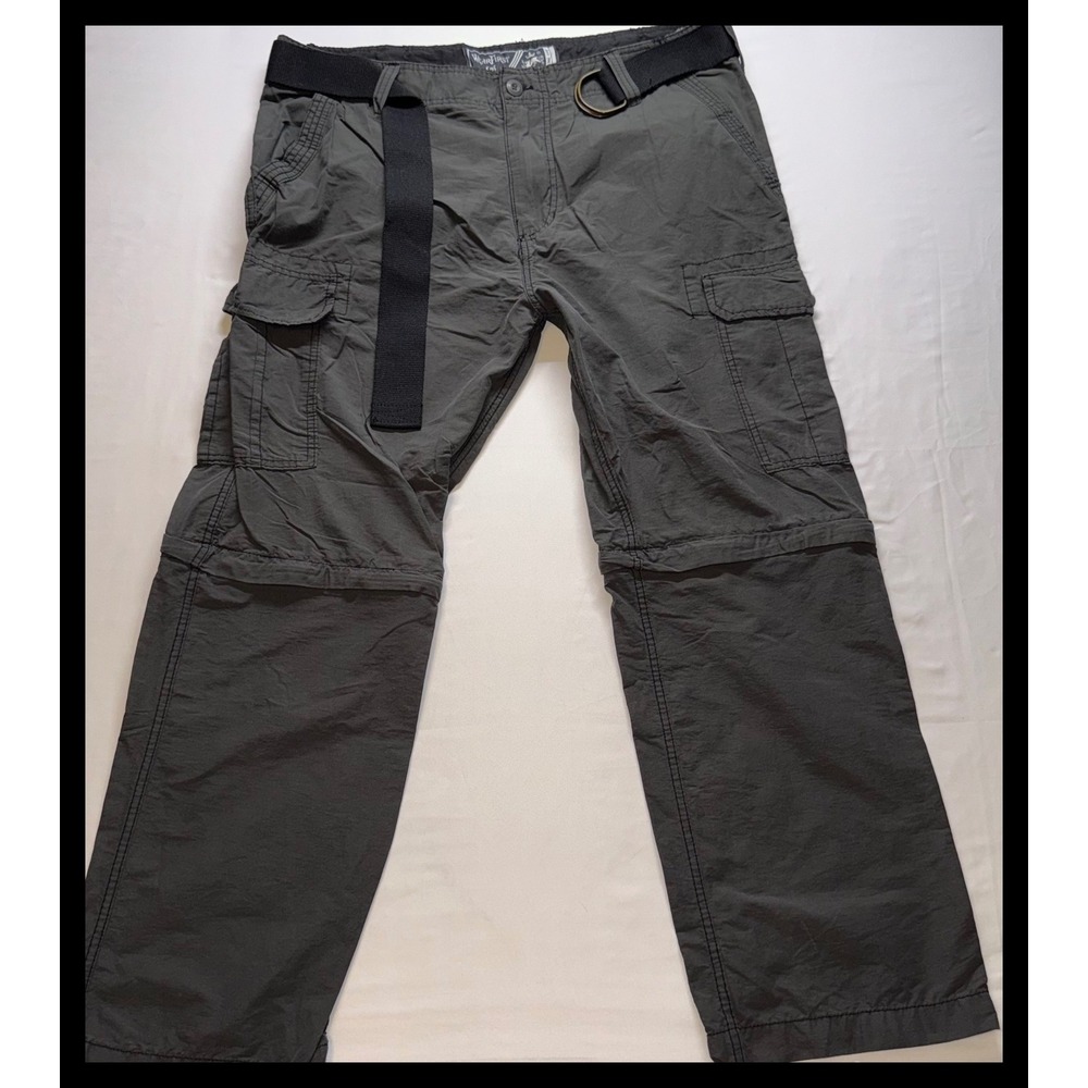WearFirst Convertible‎ Cargo Pants Mens 40x32 Gray Belted Hiking Outdoor